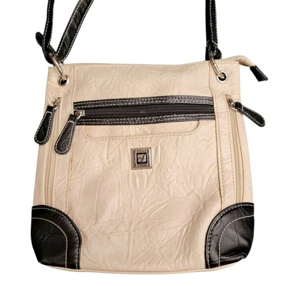 Stone Mountain Black and Off White Cream Crossbody Shoulder Bag - Picture 4 of 10